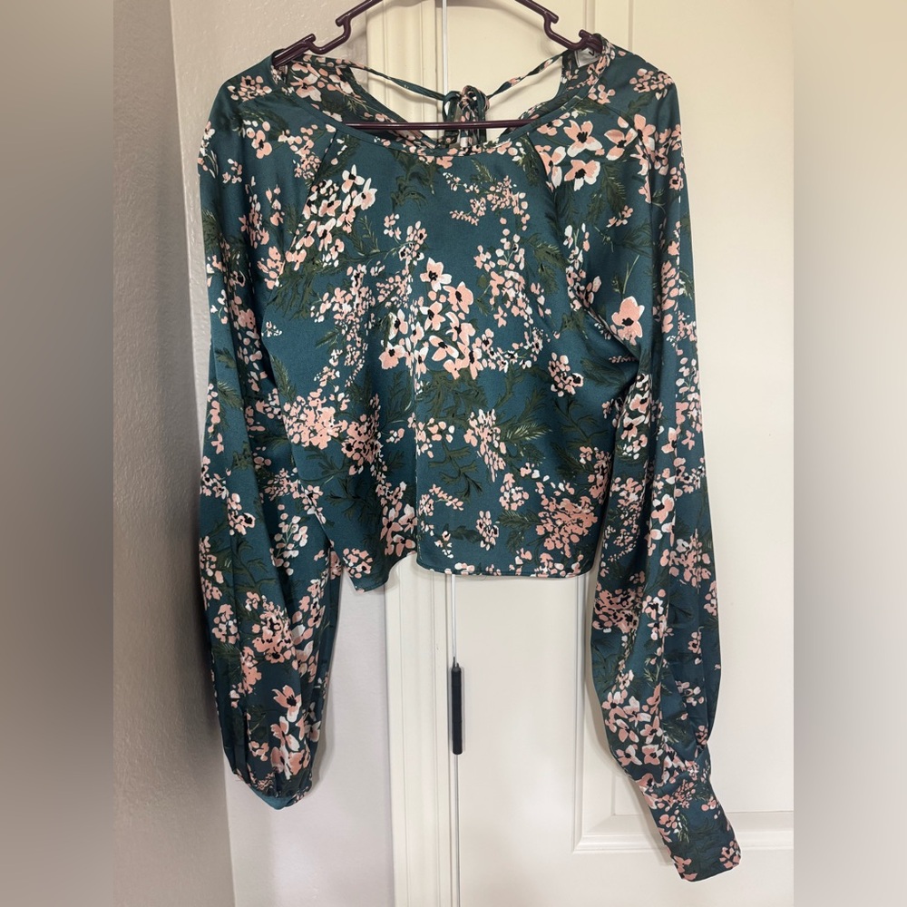 Floral Green and Pink Women's Top & Skirt Set